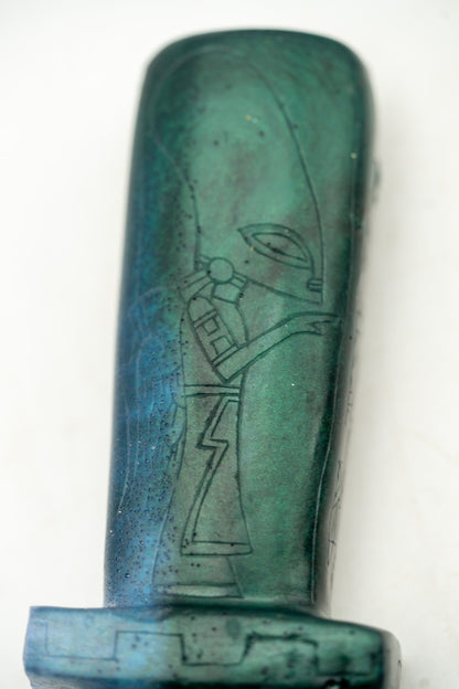 Blue Jade Resin Replica of Ojuelos de Jalisco Stone AlienCarvings Authentic Ceramonial Dagger